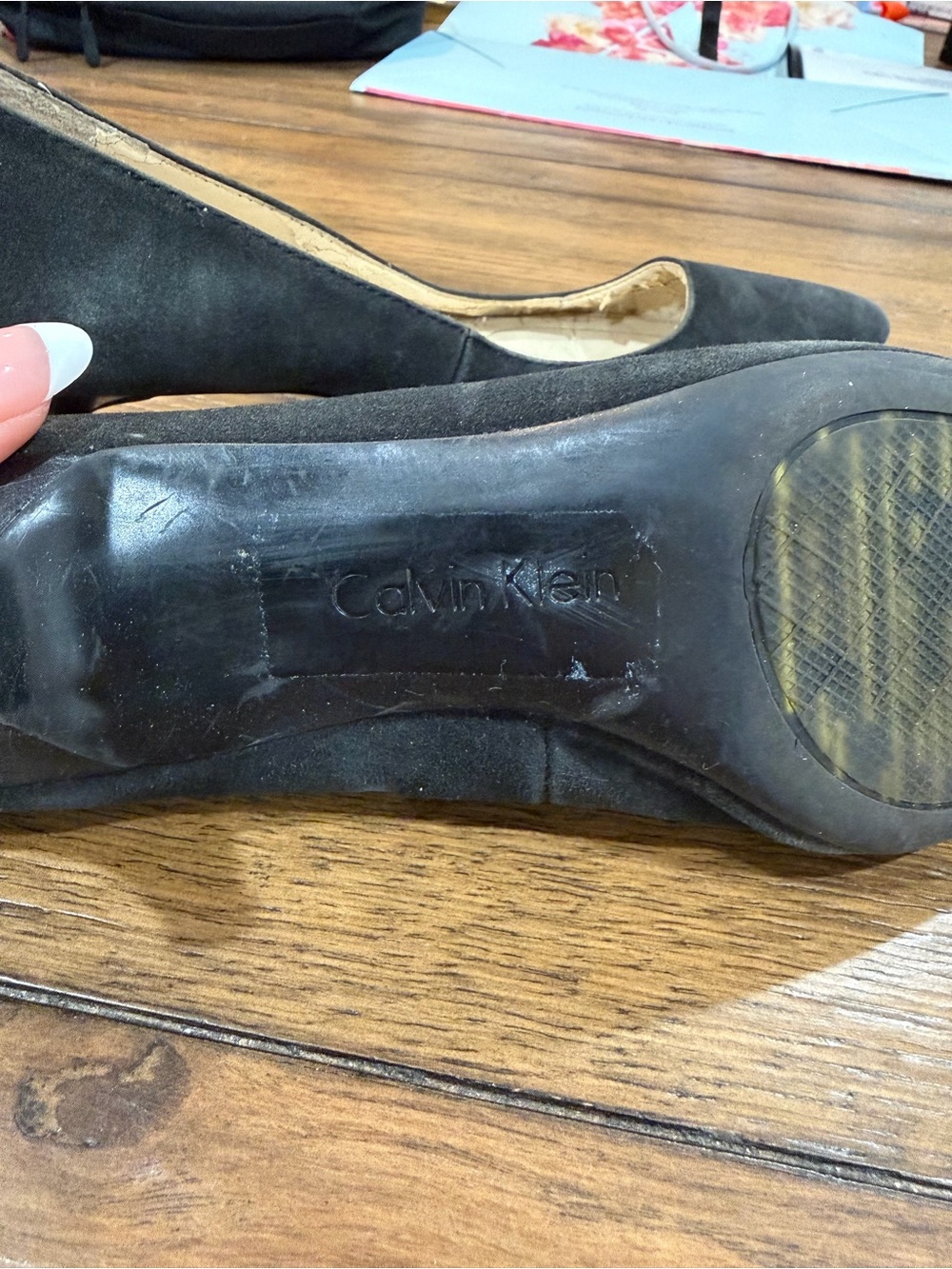 Calvin Klein Black Suede Pointed-Toe Pumps - Picture 5 of 14